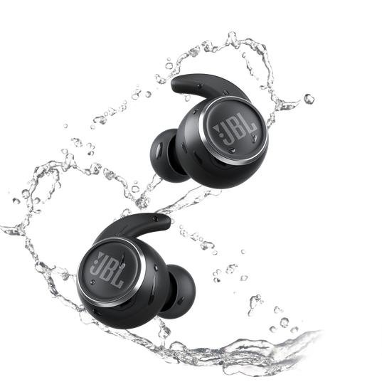 JBL Reflect Mini NC - Black - Waterproof true wireless Noise Cancelling sport earbuds - Front